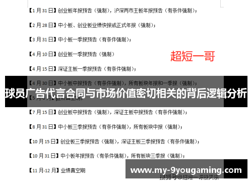球员广告代言合同与市场价值密切相关的背后逻辑分析